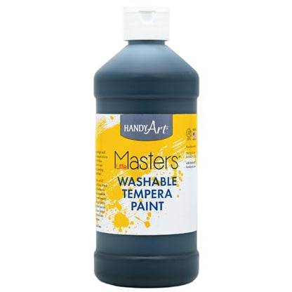 Handy Art Little Masters Washable Tempera Paint, Black, 16 oz Bottle - color: Black, size: 16 Fl Oz (Pack of 1)
