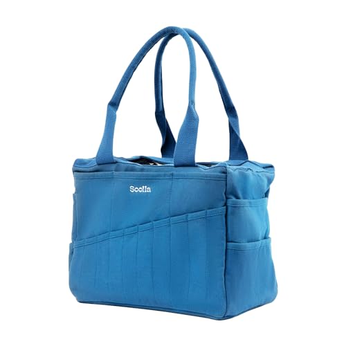 Soolla Studio Bag: Art Supply Storage Organizer & Pottery Tool Bag, Washable Tote, Yarn Bag, Crochet, 30 Pockets, 15+ Colors - color: Blueberry Bliss