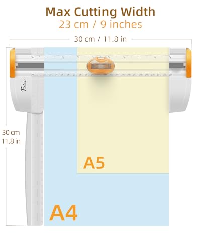 Firbon 3-in-1 Paper Cutter, 9“ Compact A5 Paper Trimmer - color: Orange