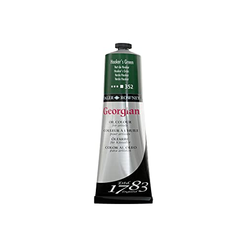 Daler Rowney Georgian Oil Paint Hooker's Green 225ml Tube - Art Paints for Canvas Paper and More - Oil Painting Supplies for Artists and Students - Artist Oil Paint for Any Skill Set