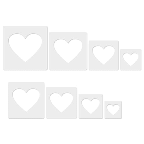 Heart Stencil, 8 PCS Different Size Heart Stencils, Hearts Template Stencil, Large Stencil for Spray Painting, Painting Template for Fabric Walls Arts Pape - style: heart