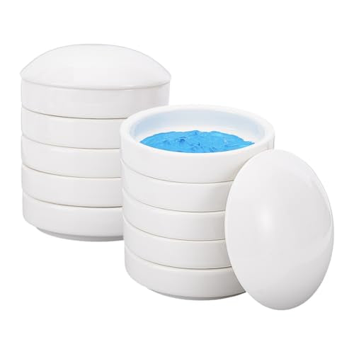 NBEADS 2 Pack Stackable Stackable Ceramic Watercolor Palette, 5-Tier Round Porcelain Mixing Tray with Lids for Watercolor Gouache Ink Acrylic Paint Art Supplies, 3.27x3.74 Inch