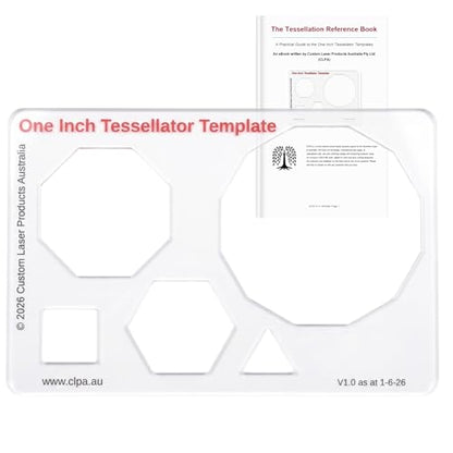 One Inch Tessellator Template, Geometric Stencil for Tessellation Drawing | Australian Designed and Made; Triangle; Square; Hexagon; Octagon and Dodecagon Shapes; PETG Craft and Drawing Template