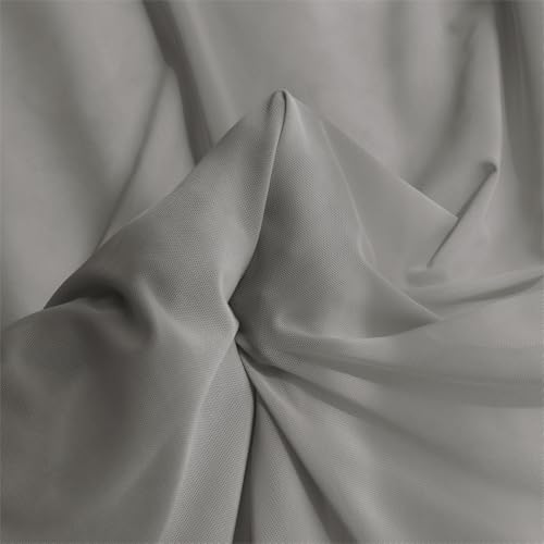 Manyshofu Grey Mesh Fabric by The Yard 4-Way Stretch, 60 Wide (1 Yard) - color: Grey, size: 1 Yard