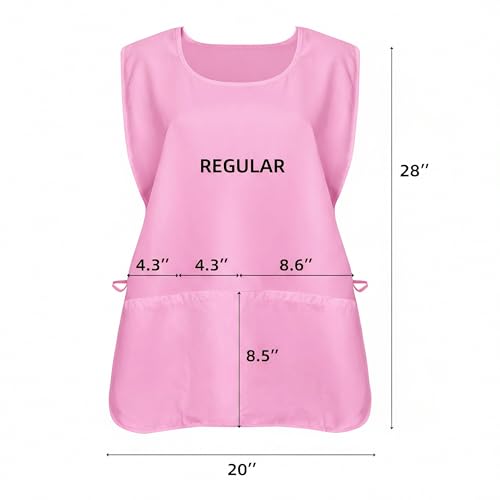 Unisex Cobbler Apron with 3 Deep Pockets, Smock Vest Apron | Multiple colors available, Blank No-Logo, Adjustable Drawstring & Side Ties, Applicable for Cooking, Kitchen,Garden, Cleaning - color: 1 Pack - Pink
