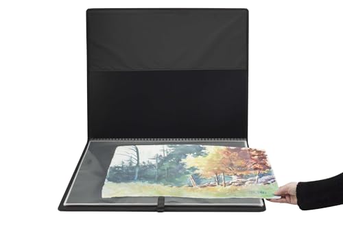 Picturesque Pro Presentation Case- Professional Art Portfolio Folder for Artwork up to 18x24- Zippered Case - Archival Storage Solution w/One Removable Spiral-Bound Refill Book of 20 Clear Sleeves - size: 18x24" w/ 1 Refill