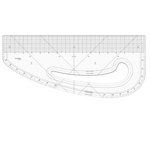 Patented 16" Pattern Master Ruler - Acrylic Multi-Purpose Tool | Rigid 3mm Vary Form Curve Ruler Hip Measuring Curve Transparent Fashion Designer's Ruler for Sewing Pattern Making - style: PM6511R(16")