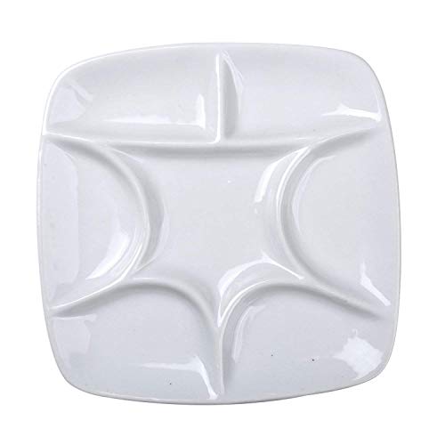 MEEDEN 7-Well Square White Porcelain Artist Paint Palette for Watercolor Gouache Acrylic Oil Painting, 5-4/5-Inch - style: SQUARE