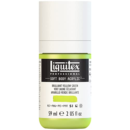 Liquitex Soft Body Acrylic Paint, 2-oz Bottle, Brilliant Yellow Green | Low Viscosity, Highly Pigmented, Satin Finish, Retains Subtle Brush Strokes, Great Surface Coverage, Highly Versatile - color: Brilliant Yellow Green, style: 2-oz Bottle
