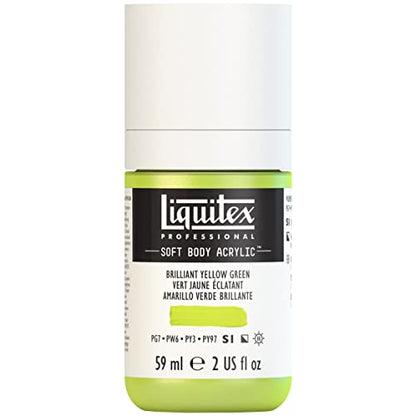 Liquitex Soft Body Acrylic Paint, 2-oz Bottle, Brilliant Yellow Green | Low Viscosity, Highly Pigmented, Satin Finish, Retains Subtle Brush Strokes, Great Surface Coverage, Highly Versatile - color: Brilliant Yellow Green, style: 2-oz Bottle