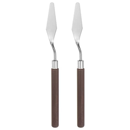 HARFINGTON 2pcs No.3 Palette Knives 17mm Width Stainless Steel Large Pointy Spatula Painting Pallet Knife with Wood Handle for Oil Acrylic Canvas Mixing Spreading, Red - size: 17mm
