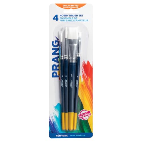Prang Hobby Paint Brush Set, Assorted Sizes, 4 Brushes/Set, Pack of 6 Sets, 24 Brushes Total - size: 4 Count (Pack of 6)
