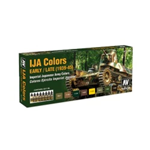 Vallejo - IJA Colors Early/Late 1937-1945 Acrylic Paint Set | Model Air | AFV Color Series Kit for Historical Reenactments with Artist-Quality Pigments | 8 Bottles x 17 ml (0.57 fl.oz.) - style: IJA Colors Early/Late 1937-1945
