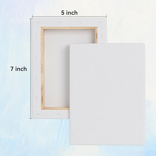 Stretched Canvases for Painting, 5x7 Inch Painting Supplies for Artists, Blank Canvas Pack, 12-Pack for Acrylic, Oil and Gouache Paints - size: White-5×7