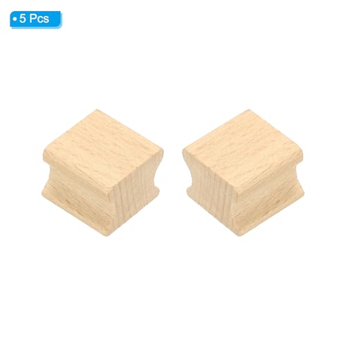 PATIKIL 25x25mm Blank Wood Rubber Stamp Mounts, 5Pcs Wooden Rubber Stamp Handle Hard Wooden Blocks for Making DIY Crafting, Brown - size: 25x25mm