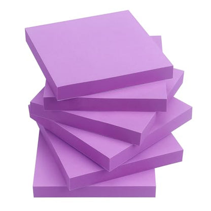 OSBOO Sticky Notes 3x3 with Bright Colors, 6 Pads 100 Sheets/Pad (Purple) | Bright Purple Self-Stick Notes Pads, 600 Sheets Total, Easy to Stick and Remove, Perfect for Office, School and Home - color: Purple