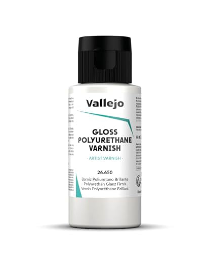 Vallejo - Polyurethane Varnish | Gloss Finish 60 ml. (2.02 fl.oz.) | Extraordinary Hardness & Permanence | Create a Perfect Clear Coat | Scratch Resistant for Outdoor and Indoor Surfaces - style: "Gloss 60 ml. (2.02 fl.oz.)"