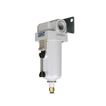 PneumaticPlus SAF400-N04BD-MEP Compressed Air Particulate Filter 1/2" NPT | 10 Micron Element, 211 SCFM, 1/2" NPT, Metal Bowl, Auto Drain, 250 PSI Max, Mounting Bracket Included - style: Metal Bowl - Auto Drain