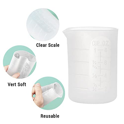 Gartful 250ml Silicone Measuring Cups, 4 PCS Large Nonstick Reusable Silicone Mixing Cups Durable Easy Clean for Epoxy Resin, Casting Molds, Stain Jewelry Making, Waxing, DIY, Art, Craft - size: Large-250ml*4