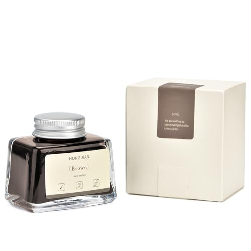Asvine Hongdian Fountain Pen Bottled Ink Brown, 60ml Fountain Pen Ink Bottled for Writing and Calligraphy, Non Carbon - color: Brown