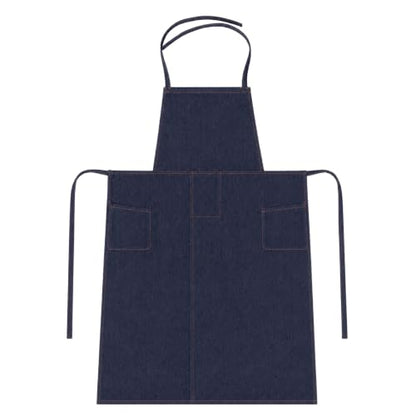 Denim Clay Pottery Apron, Long Blue Denim Cotton Split Leg Apron, 35" x 27" One Size Fits Most with Slanted Side Pockets for Potters for Chefs, Gardeners, and Artists