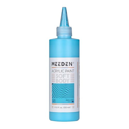 MEEDEN Soft Body Acrylic Paint: Blue Pale Matte Finish 250ml/8.45oz | Bulk Acrylic Colors in Ergonomic Bottle - Fluid Flow Art Paints for Artists Canvas Painting - color: Blue Pale