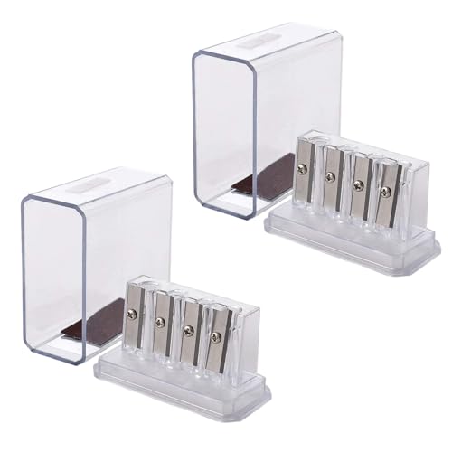 2Pcs Transparent 4 Holes Charcoal Pencil Sharpener,Long Point Carpenter Pencil Sharpener Plastic Artist for Sketching