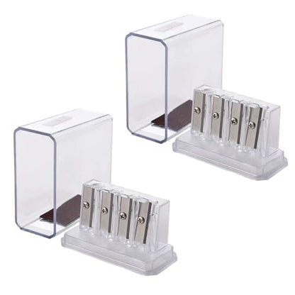 2Pcs Transparent 4 Holes Charcoal Pencil Sharpener,Long Point Carpenter Pencil Sharpener Plastic Artist for Sketching