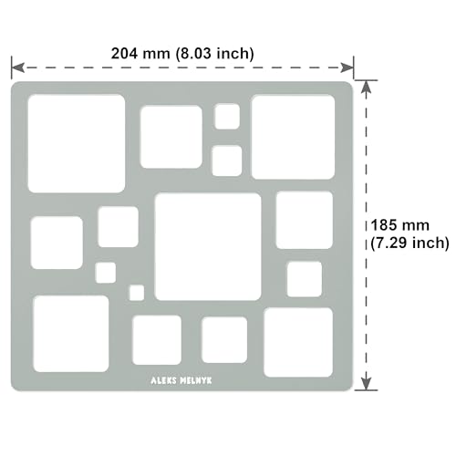 Aleks Melnyk No.209 Metal Squares Template, Stencil, Squares Master, Art Tool, Isometric Drawing Template, Lapidary, Cabochons, Geometric Ruler, Jewelry Templates