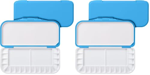 Mr. Pen- Airtight Watercolor Palette with Lid, 18 Wells & 2 Mixing Areas (Pack of 2) - color: Blue, size: 2 Pack