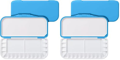 Mr. Pen- Airtight Watercolor Palette with Lid, 18 Wells & 2 Mixing Areas (Pack of 2) - color: Blue, size: 2 Pack