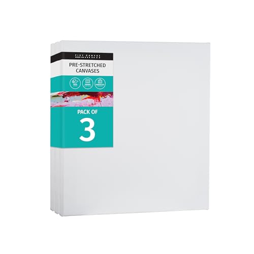 PIXY CANVAS Value Pack of 3 Stretched Canvas 27x27 inch, 3/4 (0.75) inch deep for Your Paintings/Artwork/Wall Art/Wall Decor (Pack of 3 Canvas, 27 x 27 inch, Square) - size: 27 x 27 inch, style: Pack of 3