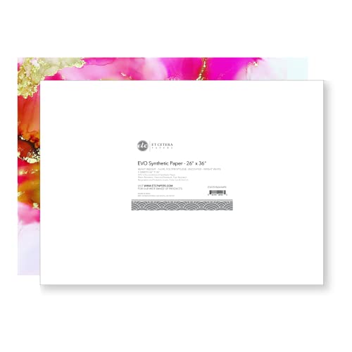 Alcohol Ink Paper - Non-Absorbent, Heavy Weight & Tear Resistant - Forgiving - Many Inks Wipe Off Clean for Easy Reuse On White - Flexible Bright White EVO 26x36 Inch (5 Sheets) - color: White, size: 26 x 36 Inches