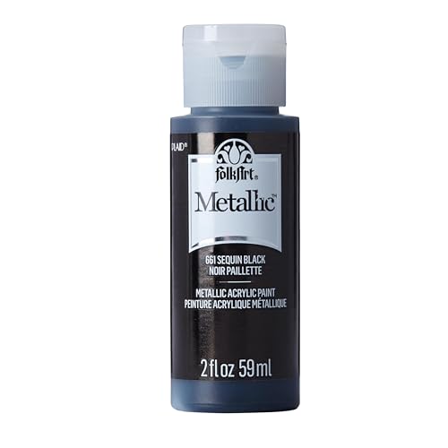 FolkArt Acrylic Metallic Paint, 2 Fl Oz (Pack of 1), Sequin Black - color: Sequin Black, size: 2 Fl Oz (Pack of 1)