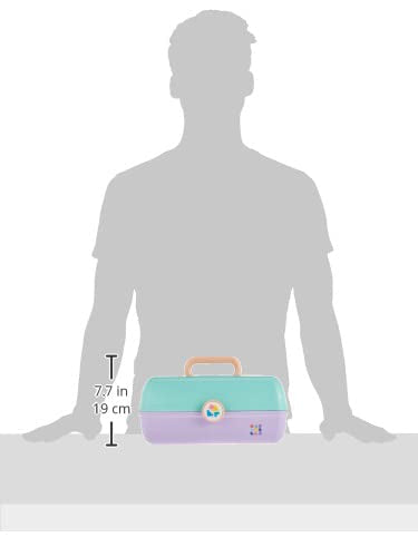 Caboodles On-The-Go Girl Makeup Box, Seafoam on Lavender, Hard Plastic Makeup Organizer Box, Built-In Mirror, Secure Latch for Safe Travel, Spacious Storage for Large Items - color: Seafoam over Lavender