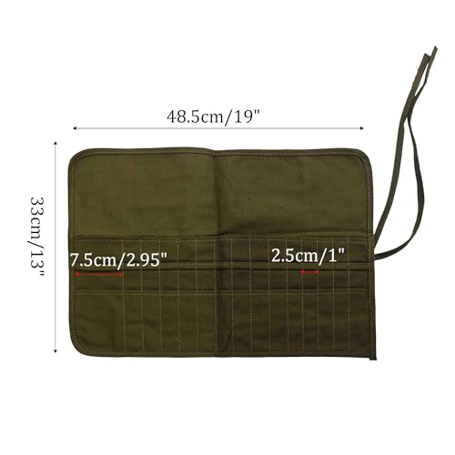 30 Slot Roll-Up Canvas Paint Brush Holder, Portable Brush Organizer Travel Case for Acrylic Oil Watercolor Artist Brushes Pens Tools (Army Green) - color: Army Green, size: 30 Slot