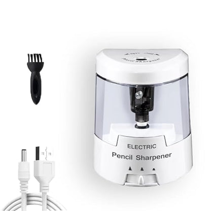 Electric Pencil Sharpener, Battery (Not Included) USB Powered, Portable for NO.2 Pencils, Automatic and Durable with 3 Sharpness Options - Classroom, Home, Office White - color: Creamy