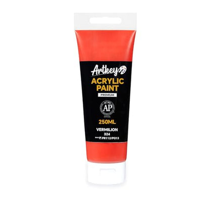 Artkey Acrylic Paint - Vermilion (250 ml/8.45 oz) Tubes, Rich & Vibrant Pigments, Professional Artists Acrylic Paints - Art Supplies for Canvas Wood Rock Clay Fabric Ceramics Art Crafts Painting - color: Vermilion, size: 8.45 Fl Oz (Pack of 1)