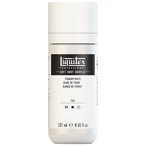 Liquitex Soft Body Acrylic Paint, 8-oz Bottle, Titanium White | Low Viscosity, Highly Pigmented, Satin Finish, Retains Subtle Brush Strokes, Great Surface Coverage, Highly Versatile - color: Titanium White, style: 8-oz Bottle
