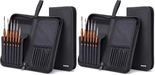 DUGATO Short Brush Holder & Organizer, Canvas Case 5.4 x 10.7 in, Black (Pack of 2) - color: Black, size: Medium 5.4x10.7 inches (Pack of 2)