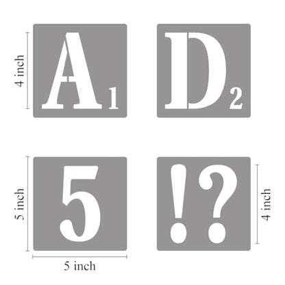 4 Inch Letter Stencils for Painting - 42 Pack Scrabble Alphabet Letters Numbers Templates with Signs for Painting, Reusable Scrabble Tiles Stencils for Chalkboard Wood Crafts & Wall Decor - size: 4 Inch