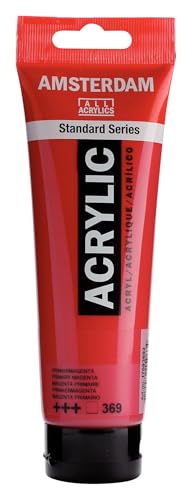 Amsterdam Standard Series Acrylic Paint Tube, Primary Magenta 369, 4 fl oz | Vibrant Color with Acrylic Resin Binder, High Lightfastness, Water-Based, Strong Coverage, Visible Brush Strokes - color: Primary Magenta, size: 4.06 Fl Oz (Pack of 1)