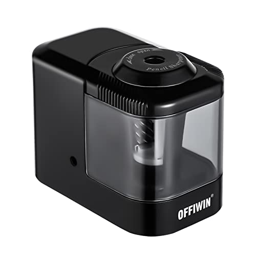 Electric Pencil Sharpener for 6-8mm No.2/Colored/Watercolor/Charcoal Pencils,Adapter/USB/Battery Operated in School/Classroom/Office/Home(Black)