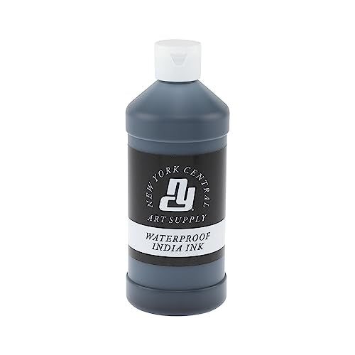 New York Central® India Ink 16oz Bottle - Make an Impact with Matte Black India Ink, Perfect for Artists, Calligraphy, Illustrations, & More! - size: 16 Fl Oz