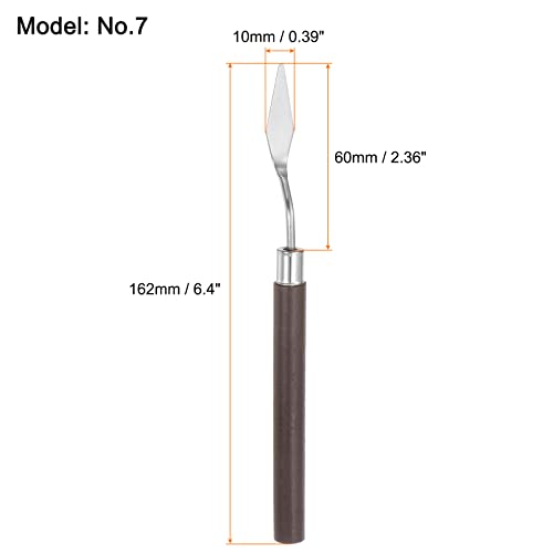 HARFINGTON 2pcs No.7 Palette Knives 10mm Width Stainless Steel Small Pointy Spatula Painting Pallet Knife with Wood Handle for Oil Acrylic Canvas Mixing Spreading, Red - size: 10mm