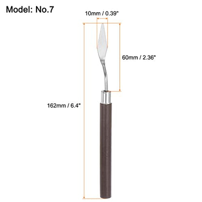 HARFINGTON 2pcs No.7 Palette Knives 10mm Width Stainless Steel Small Pointy Spatula Painting Pallet Knife with Wood Handle for Oil Acrylic Canvas Mixing Spreading, Red - size: 10mm