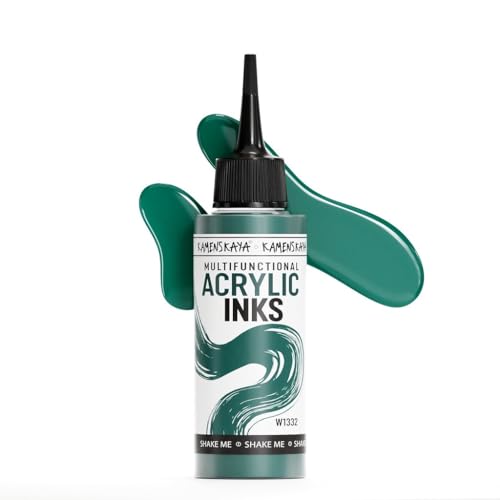 KAMENSKAYA Acrylic Inks for Artists - Emerald Acrylic Ink, 3.38 Fl Oz (100 ml) | Highly Concentrated, Multifunctional Liquid Acrylic Paint - color: Emerald