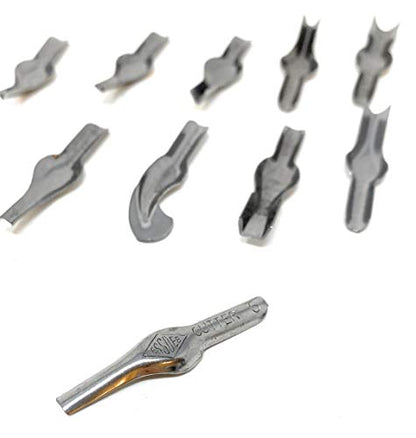 ESSDEE Linoleum Cutter Tools - Style 1 to 10 Sizes Lino Blades - High Carbon Steel - Pack of 10 - Made in UK