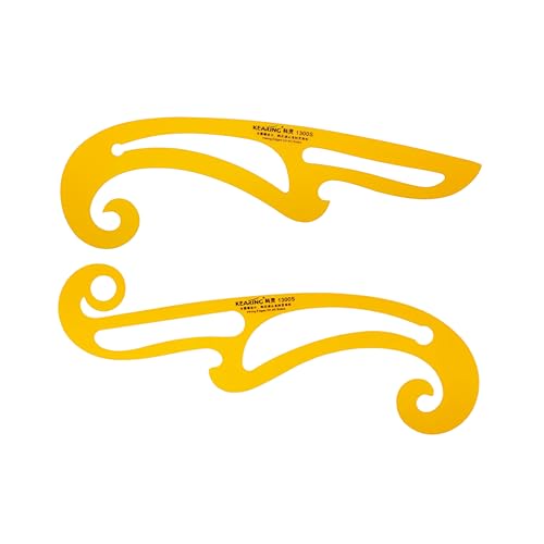 KEARING 2Pcs Orange French Curve Ruler Set - Flexible Sewing Template | Flexible 2-piece transparent orange PVC french curve set. Smooth drawing & grading templates for sewing pattern making - style: 1300S