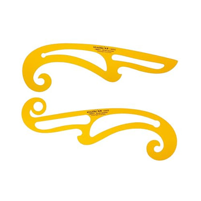 KEARING 2Pcs Orange French Curve Ruler Set - Flexible Sewing Template | Flexible 2-piece transparent orange PVC french curve set. Smooth drawing & grading templates for sewing pattern making - style: 1300S